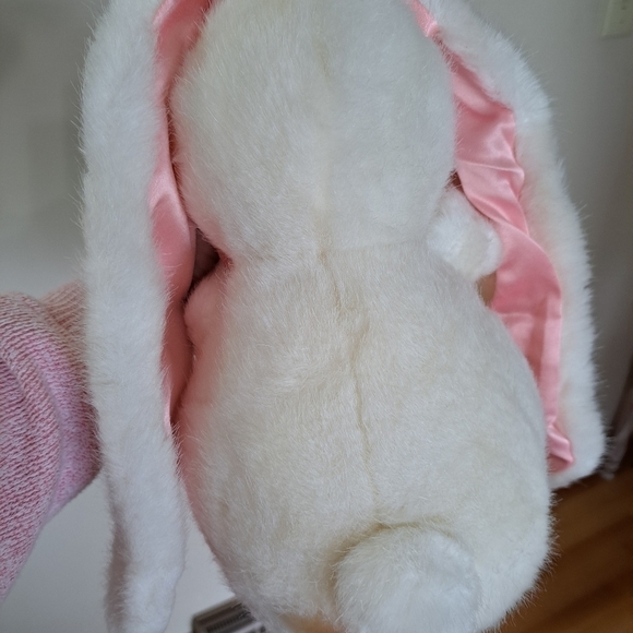Vintage Dakin Lou Rankin 1992 White Plush Bunny Rabbit Pink Floppy Ears Toy 10" - Picture 8 of 12